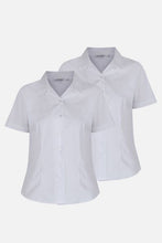 Load image into Gallery viewer, Short Sleeve, Non-iron Rever Collar Fitted Blouses - Twin pack
