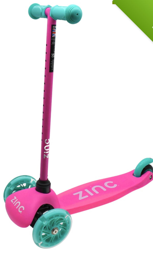 Zinc 3 Wheeled Sparkle Light Up Scooter