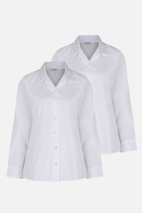 Long Sleeve, Non-iron Rever Collar Fitted Blouses - Twin pack
